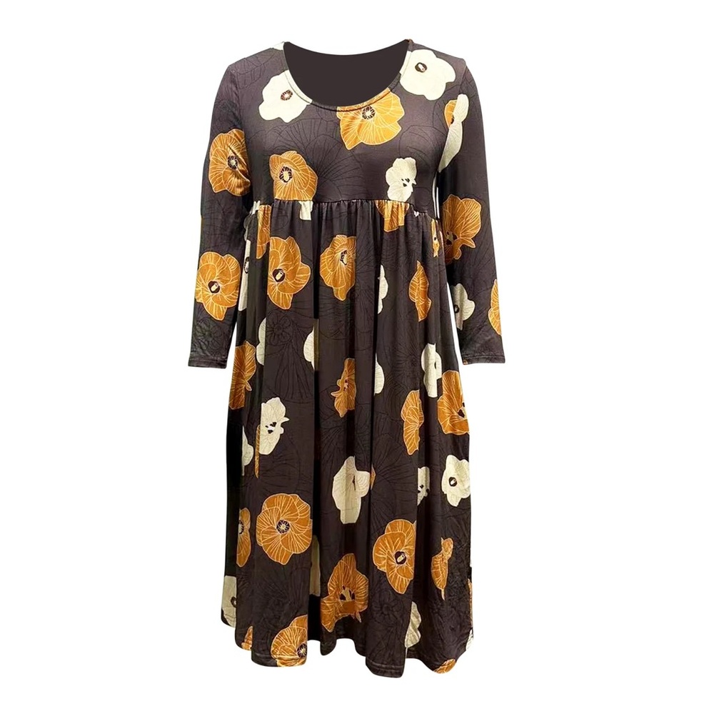 HAE Hawaii 3/4 SLEEVE DRESS HAU  🧡🤎 small